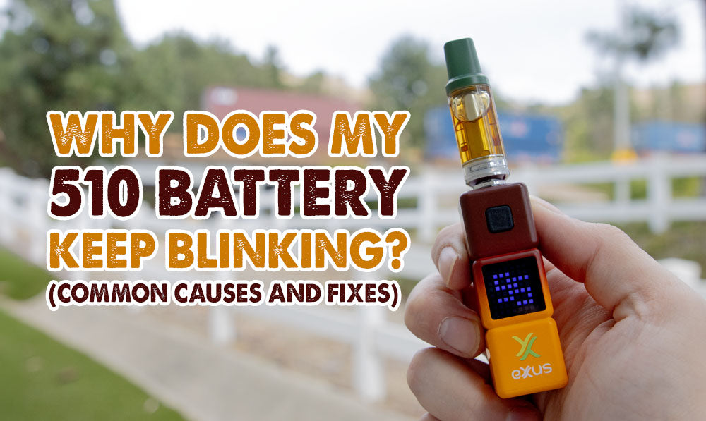 headline text with Exxus vape STAX in orange on left side with lifestyle background
