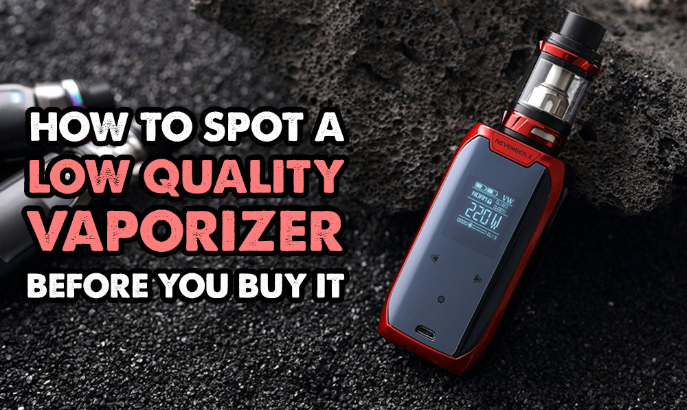 headline text with generic red vape on rock background