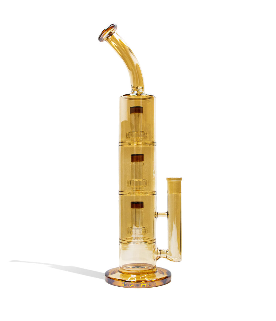 Champagne 18 Inch Electro Plated Triple Perc Water Pipe Front View on White Background