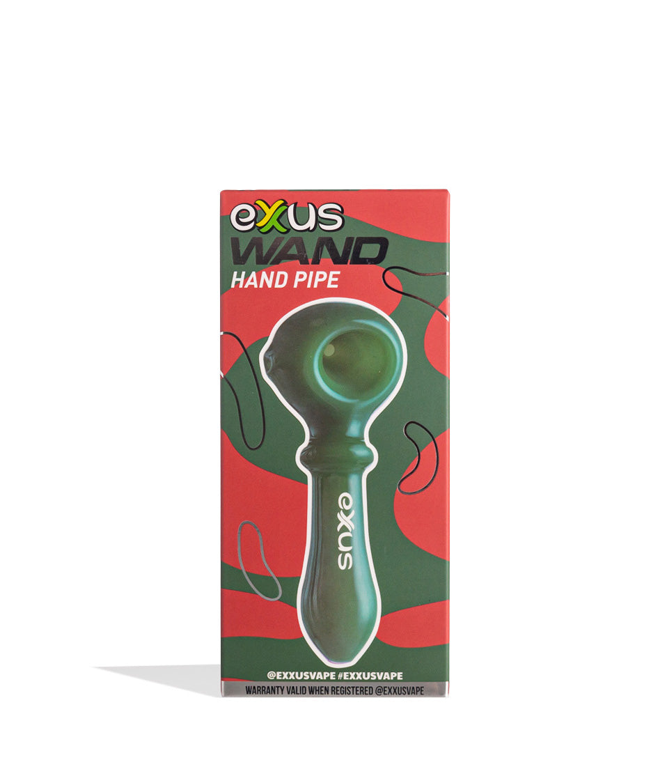 Milky Green Exxus Wand Hand Pipe Packaging Front View on White Background