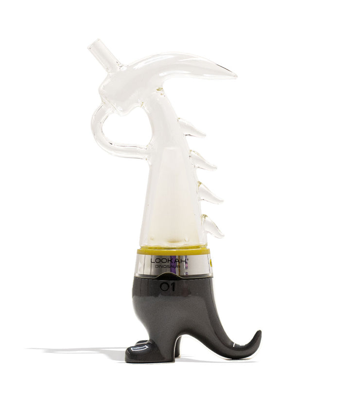 Grey Lookah Dinosaur Electronic Dab Rig Front View on White Background
