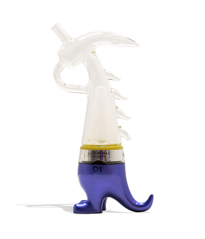 Purple Lookah Dinosaur Electronic Dab Rig Front View on White Background