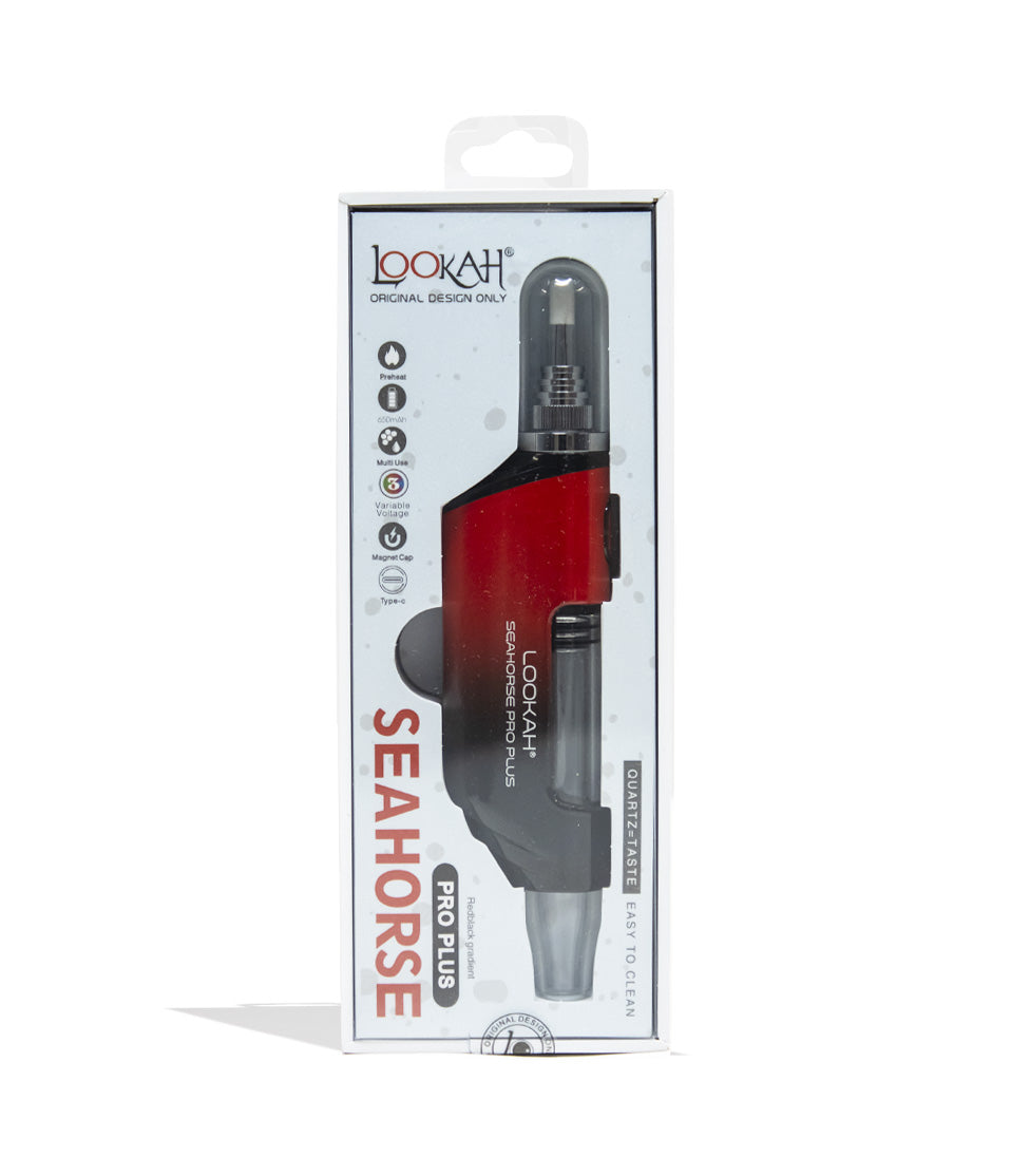 Red Black Lookah Seahorse Pro Plus Gradient Edition Nectar Collector Packaging Front View on White Background