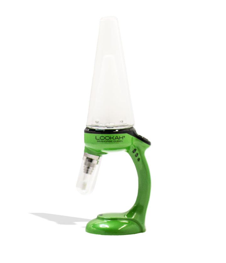 Green Lookah Seahorse Queen Electric Nectar Collector Front view on White Background