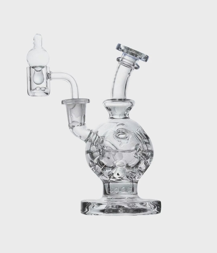 Full Color Wulf Mods Atom 14mm Dab Rig with Quartz Banger Animated\ on White Background [auto-mp4]