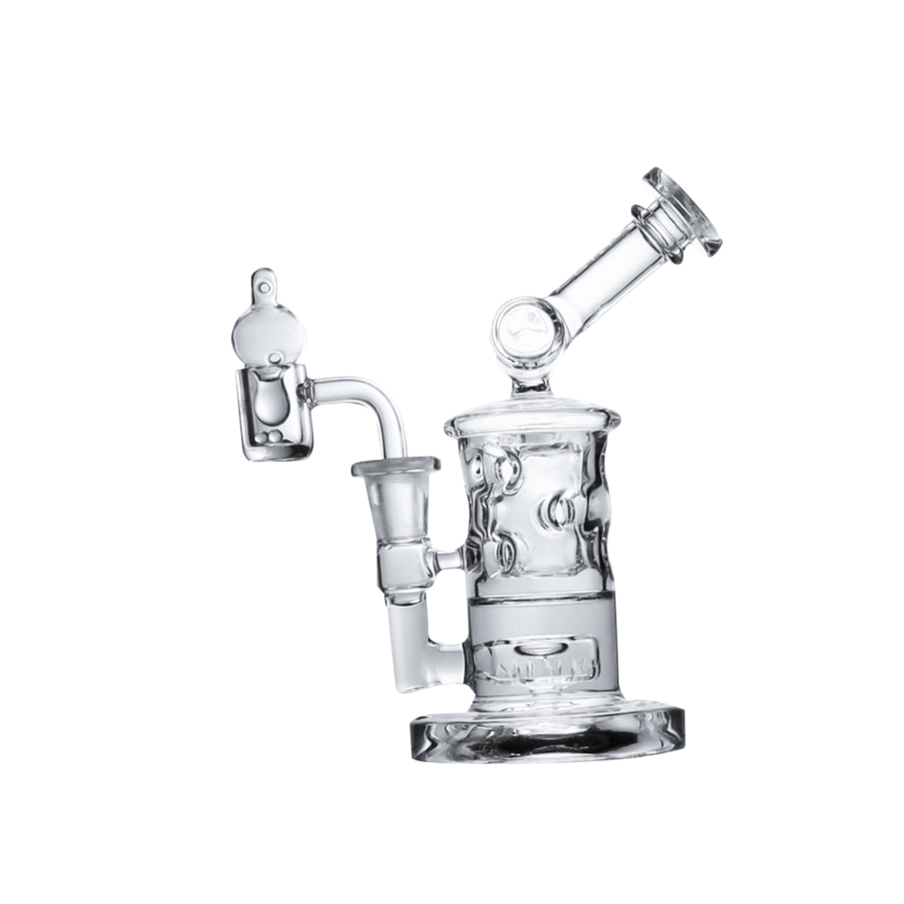 Wulf Mods Tyde 14mm Dab Rig with Quartz Banger Bubbling View on White Background