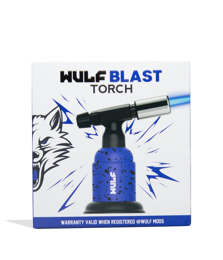 Purple Black Spatter Wulf Mods Blast Butane Torch Packaging Front View on White Background