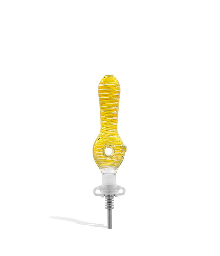 Yellow 10mm Donut Shaped Nectar Straw with Ti Tip on white background