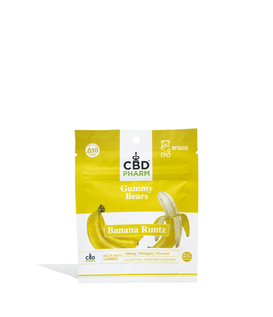 Banana Runtz CBD Pharm 500mg D8 | D10 Gummies on white background