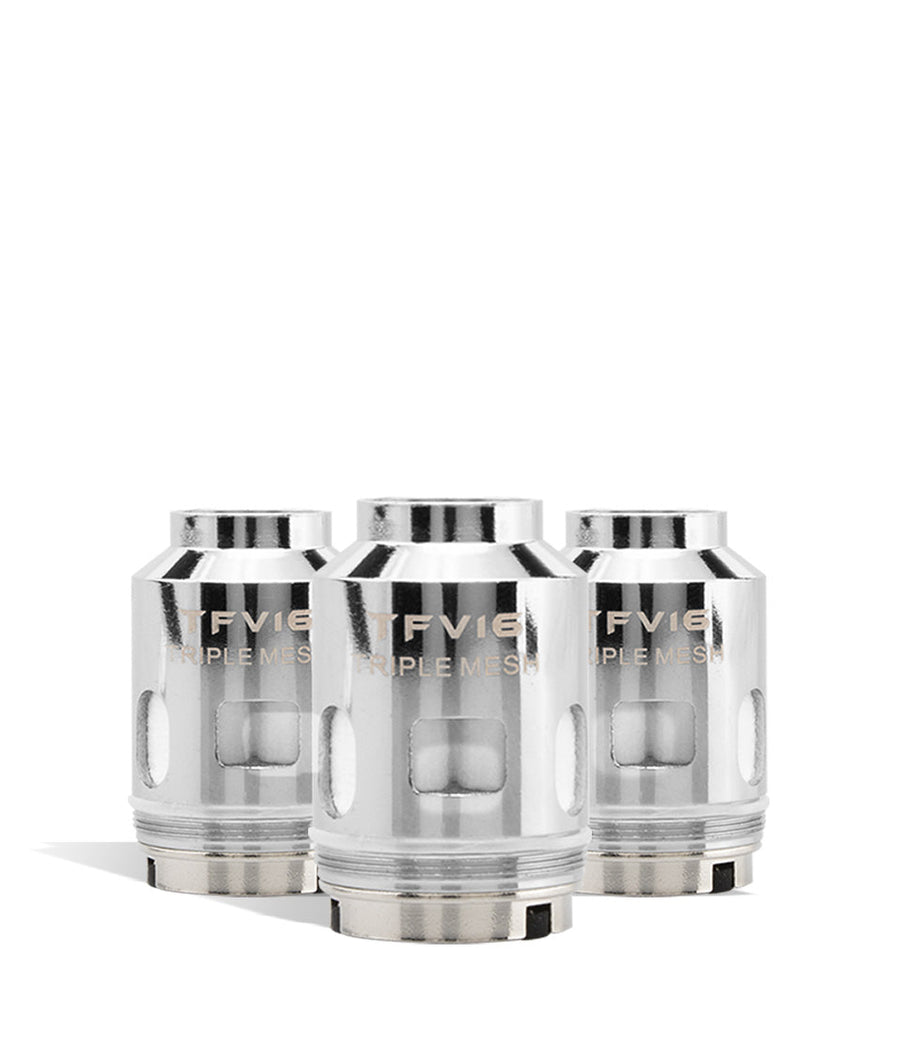 SMOK TFV16 Triple Mesh Coils 0.15 ohm 3pk on white studio background