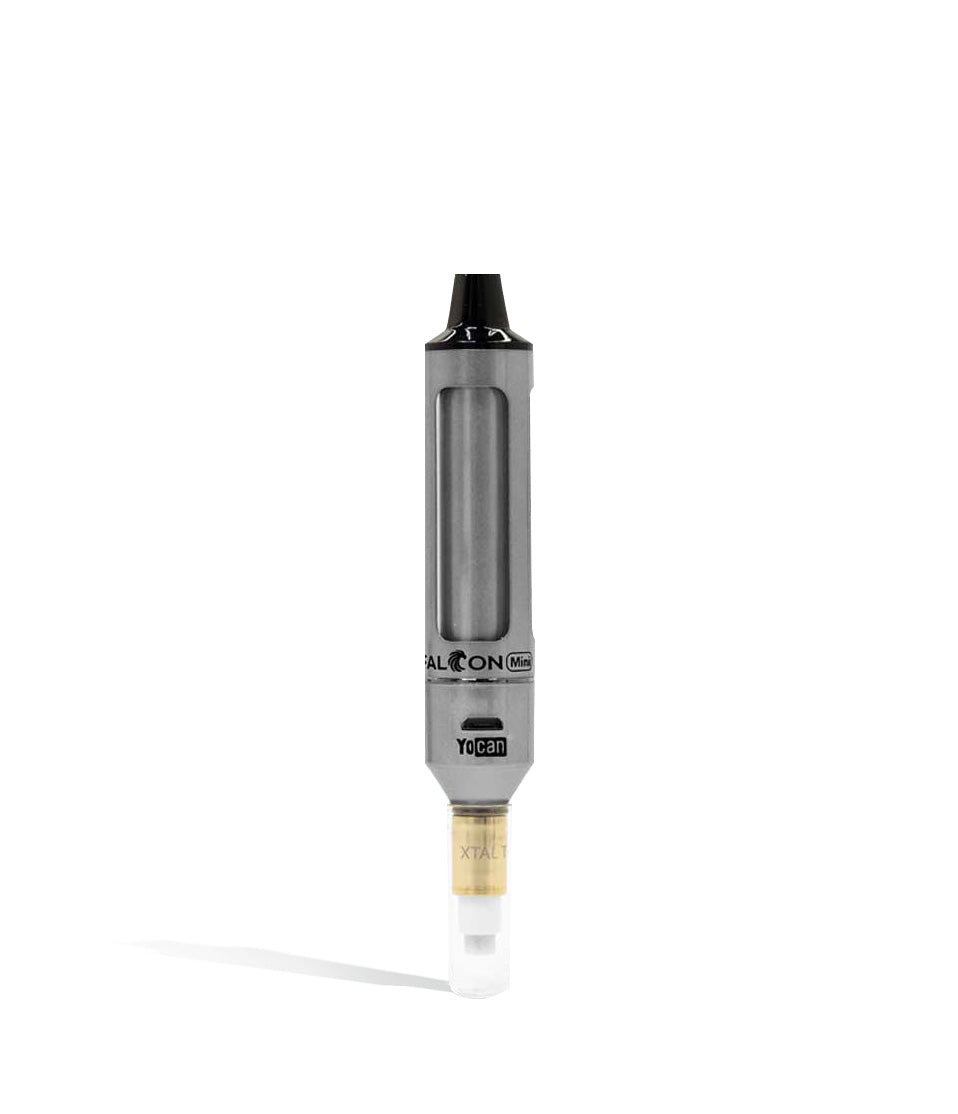 Silver Front view Yocan Falcon Mini Electric Nectar Collector on white studio background